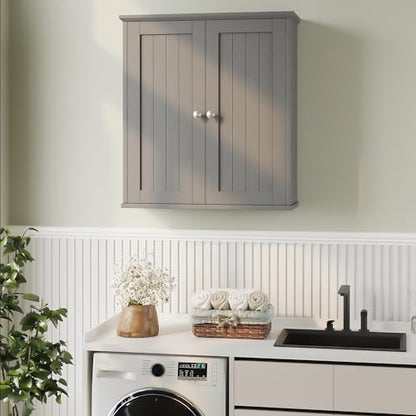 Bathroom Wall Cabinet, Bathroom Cabinet Wall Mount, Over Toilet Space Saver Storage Cabinets Wall Mounted, Wood Medicine Cabinets with Doors, Grey - color: Grey