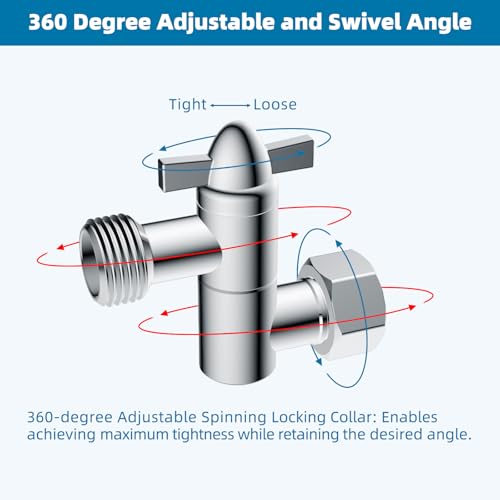 Hibbent All Metal Shower Head Elbow Adapter, 360 ° Adjustable Swivel Brass Showerhead Adapter for Fixed and Rain Showerhead, Stainless Steel Wall Mounted Shower Connector, Chrome - color: Chrome