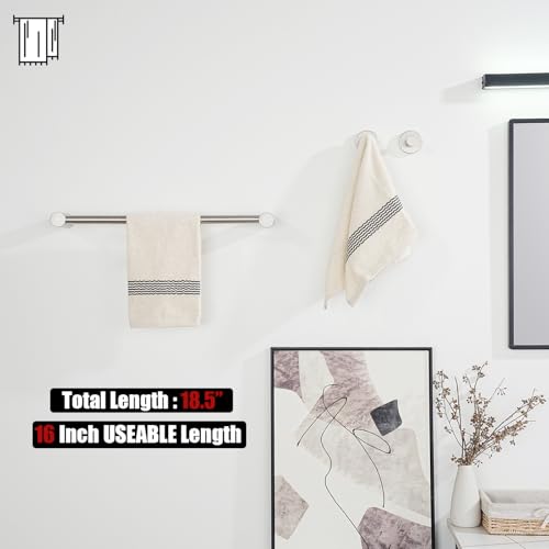 JQK Towel Bar Brushed, 18.5 Inch 304 Stainless Steel Thicken 0.8mm 2 Pieces Towel Rack Bathroom Wall Mount, Useable Length 16 Inch, TB610L16-BN - color: Brushed Steel, size: 16.5 Inch