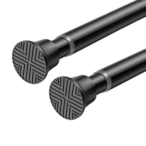Small Tension Rods 2pack 16-38Inch Black Tension Curtain Rod Spring Rod Adjustable Curtain Rods No Drilling for Windows Short Tension Rods for Doorway,Closet,Window - color: Black, size: 16" to 38"-2Pcs