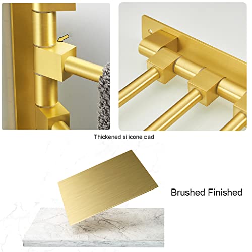 ZHOUXIAO Gold Swing Out Towel Bar Holder/Gold Finish Swivel Multiple Towel Rack for Bathroom or Kitchen, Metal Towel Bar Folding Arm Swivel Hanger Bathroom Storage Wall Mount 5Bars