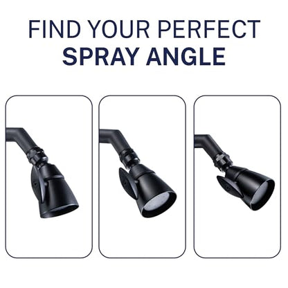 HammerHead Showers® Solid Metal 2 Inch High Pressure Shower Heads - MATTE BLACK – 2.5 GPM Shower Heads High Pressure - High Flow Shower Head with ADJUSTABLE SPRAY PATTERN - Fixed Shower Head - color: Matte Black, size: 2.5 GPM Standard