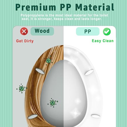 Toilet Seat Elongated Almond, 18.5 x 14.2 Inch, Slow Close, Bottom-Mount Design, Fits 2-Piece Toilets, Durable & Easy to Install, PP Material Safe and Durable - color: Almond, size: Elongated 18.5inch