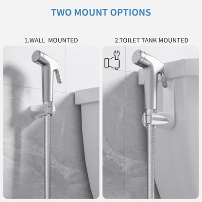 Handheld Bidet Sprayer for Toilet, Bidet Sprayer Kit with Stainless Steel Hose for Feminine Wash, Adjustable Water Pressure Handheld Sprayer for Cloth Diaper Wash (Brushed Nickel) - style: Brushed Nickel