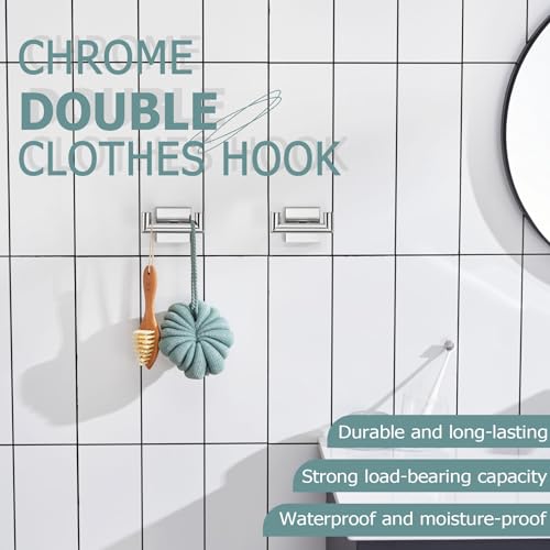 KOKOSIRI Robe Hook Bathroom Double Towel Coat Hooks for Bath Kitchen Wall Mounted, 2 Pack Chrome Stainless Steel B1015CH-P2 - color: Polished Chrome, size: 2 Pack