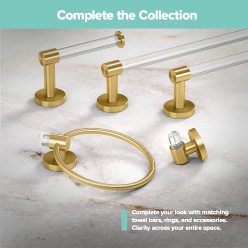 Gatco 5733 Clarion Toilet Paper Holder | Wall Mount Bathroom Accessory, Modern Bathroom Toilet Paper Roll Holder | Crystal-Clear Acrylic & Brushed Brass Finish - color: Acrylic Brushed Brass