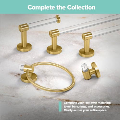 Gatco 5733 Clarion Toilet Paper Holder | Wall Mount Bathroom Accessory, Modern Bathroom Toilet Paper Roll Holder | Crystal-Clear Acrylic & Brushed Brass Finish - color: Acrylic Brushed Brass