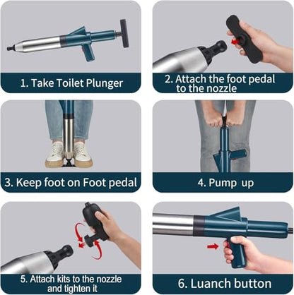 High Pressure Air Toilet Plunger, Plunge Blaster Unclogger Tool for Toilet clearning,Drain unclogging/Bathtub unclog,Remove Sewer Blockage - color: Green, size: Standard