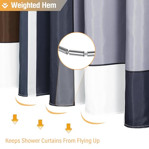 BTTN 54x78 Stall Modern Geometric Waterproof Fabric Shower Curtain, Brown | Narrow Long, Premium Polyester, Weighted Hem, 10 Plastic Hook, Vibrant Color, Wrinkle-resistant, Quick-Dry, Machine Washable - color: Brown, size: 54"W x 78"L (Pack of 1)
