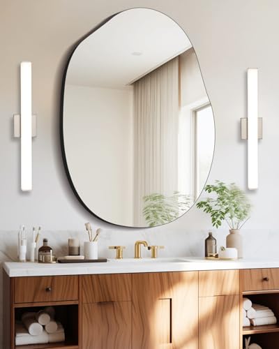 24" LED Square Vanity Light, 14W 4000K Dimmable, Brushed Nickel | Wall Bar Light, Rust & Moisture Resistant, Natural White light, Energy-saving, moisture-proof, Dresser Bathroom over Mirror - color: Brushed Nickel, size: 24inch 4000K Dimmable
