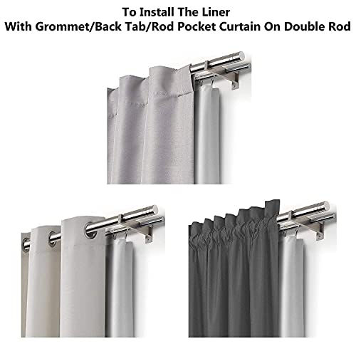 DriftAway Thermal Insulated 100 Percent Darkening Blackout Curtain Liner 2 Panels Each Liner Size 50 Inch by 68 Inch Rings Included Off White Panel - size: 50"W x 68"L (Pack of 2)