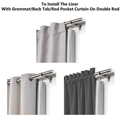 DriftAway Thermal Insulated 100 Percent Darkening Blackout Curtain Liner 2 Panels Each Liner Size 50 Inch by 68 Inch Rings Included Off White Panel - size: 50"W x 68"L (Pack of 2)