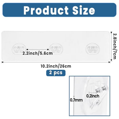 2 Pack Shower Caddy Adhesive Replacement, Shower Shelf Strong Adhesive Hooks, No Drilling, Transparent WaterProof Strips for Bathroom Shelves & Kitchen Racks - color: 2 Pack Triple Hooks