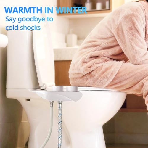 Warm & Cold Water Bidet Attachment for Toilet Seat, Ultra-Slim Non-Electric Toilet Seat Attachment, Rear and Feminine Wash Self-Cleaning