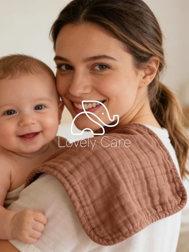 Lovely Care 12 Pack Muslin Burp Cloths 100% Cotton Muslin Cloths Large 20''x10'' Extra Soft and Absorbent Baby Burping Cloth - Boho Neutrals - color: Boho Neutrals, size: 10x20 Inch (Pack of 12)