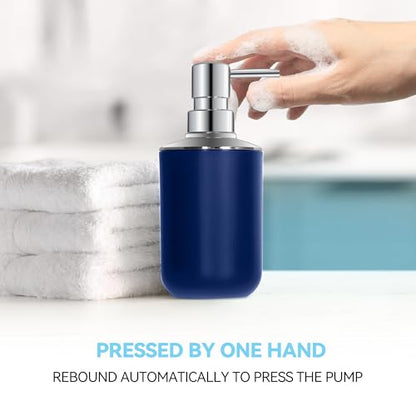 Blue Bathroom Accessories Set 4 PCS, Blue Bathroom Accessories | Plastic Soap Dispenser and Toothbrush Holder Set, Soap Dish and Mouthwash Cup, Boho Bathroom Decor, Bathroom Set - size: 4Pcs Blue