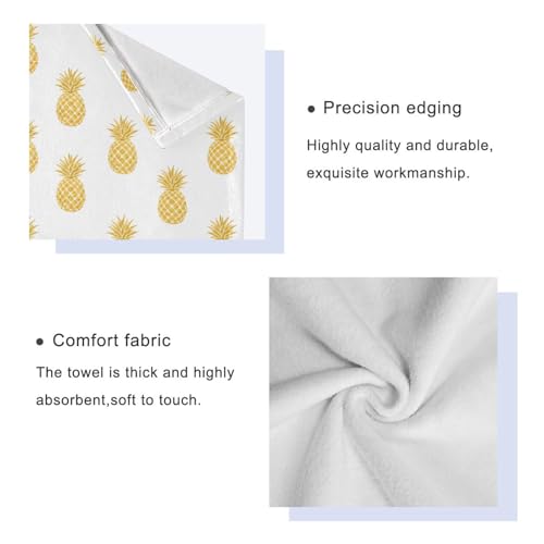 ALAZA 3-Piece Towel Set, Gold Pineapple Bath Towel Sets, 1 Bath Towel, 1 Hand Towel, 1 Washcloth, Absorbent Soft Towels Quick Drying for Bathroom - color: Multi14