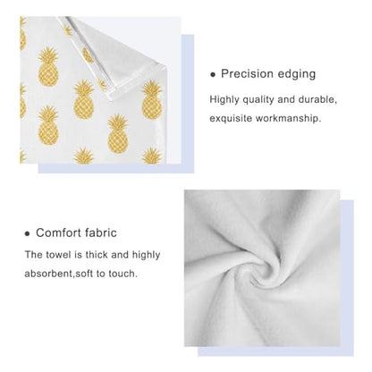 ALAZA 3-Piece Towel Set, Gold Pineapple Bath Towel Sets, 1 Bath Towel, 1 Hand Towel, 1 Washcloth, Absorbent Soft Towels Quick Drying for Bathroom - color: Multi14