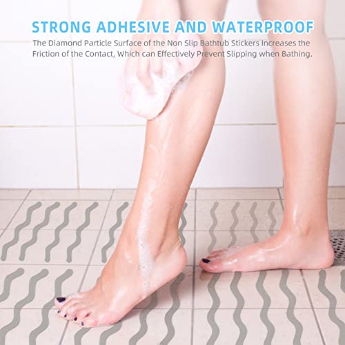 Non Slip Bathtub Stickers Set of 30, Bath Stickers Non Slip with Premium Scraper, Safety and Waterproof Bath Tub Slip Stickers for Bathtub, Shower, Pool, Ladder (Gray)