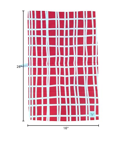 Kitchen Towels, Dish Towels for Kitchen, 2 Pc Kitchen Towel Set | Microfiber Waffle Towels, 16 x 26 inches, with Hanging Loops, Reusable Tea Towels, Cute Kitchen Towels - 2 Pack - color: Red White Blue