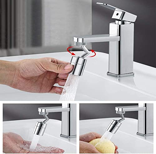 Swivel Sink Faucet Aerator Big Angle Dual-function 2-Flow Sprayer Faucet Head, Sink Sprayer Attachement for Face Washing, Gargle and Eyewash Station（ 55/64'' Female Thread,Adapter Included）