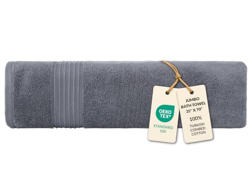Milara Plush Turkish Cotton Bath Sheet, Anthracite, 700 GSM, 35x70 in | Oversized 35x70in | 700 GSM Turkish Combed Cotton | Air-Spun Construction for a Plush Feel | OEKO-TEX® Standard 100 Certified - color: Anthracite (Dark Gray), size: Bath Sheet (1 Pcs)