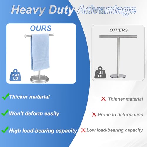 Hand Towel Holder Stand, Free Standing Towel Rack Stand with Stainless Steel Base, Rust-Proof Towel Bar for Bathroom Kitchen Countertop (Brushed Nickel) - color: Brushed Nickel