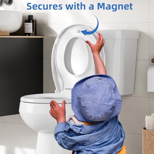 Toilet Seat, Round Toilet Seat With Toddler Seat, Quick-Release Structure Toilet Seat, Quick-Attach Hardware & Full Flat With Grip-Tight Bumpers, Quiet-Close Seat, White 17 in - size: round