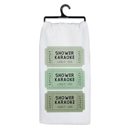 Funny Shower Karaoke Bathroom Hand Towels, Trendy Sage Green Ticket Decorative Hand Towels for Bathroom Toilet Washroom Restroom, 16x24 Inch