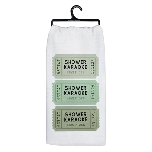 Funny Shower Karaoke Bathroom Hand Towels, Trendy Sage Green Ticket Decorative Hand Towels for Bathroom Toilet Washroom Restroom, 16x24 Inch