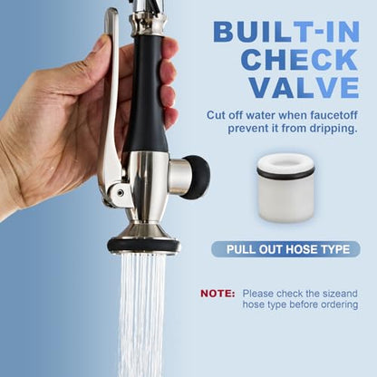 Kitchen Faucet Replacement Head, Spray Head with Stream & Spray Functions, High-Pressure Anti-Clog Nozzle, Easy Install, Fits Most Kitchen Faucets, Brushed Nickel - color: Commercial Style Spray Head - Brushed Nickel