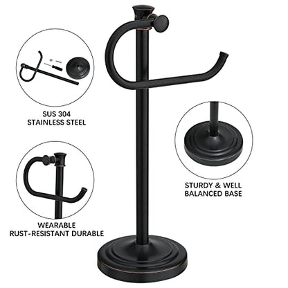 17 Inch Oil Rubbed Bronze Stand Towel Bar Hanger Hand Towel Bar Bathroom Vanity Countertop Towel Holder Free Standing Stainless Steel Towel Ring Hardware Accessories Towel Rack - color: Bronze