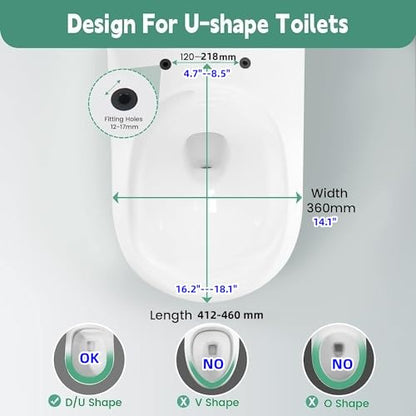 Toilet Seat D Shape Soft Close Quick Release Easy Clean Toilet Seat Replacement with Non-Slip Bumpers for Bathroom White