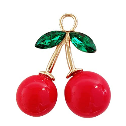 Set of 12 Cherries Shower Curtain Hooks Rings, Red Cherry Pendant Decoration, Fruit Style for Kids Bathroom, Stainless Steel Hooks Rustproof (Red-Cherry)