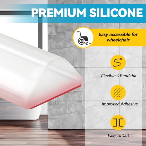 98" Collapsible Shower Threshold Water Dam Shower Barrier Keeps Water Inside Threshold Dry and Wet Separation Retention System Suitable for Bathroom Kitchen Sink Bathtub - color: Transparent, size: 98"
