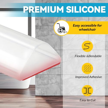 98" Collapsible Shower Threshold Water Dam Shower Barrier Keeps Water Inside Threshold Dry and Wet Separation Retention System Suitable for Bathroom Kitchen Sink Bathtub - color: Transparent, size: 98"