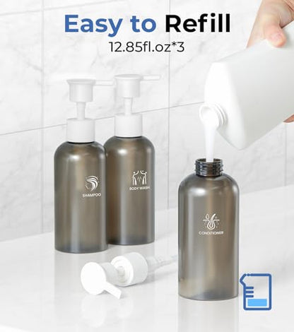 Shower Soap Dispenser Wall Mounted, Shower Dispenser 3 Chamber No Drill, Shampoo and Conditioner Dispenser for Bathroom Hotel, Shower Shampoo Dispenser 3 Chamber, White - color: White