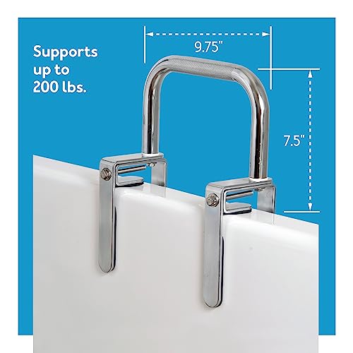Carex Bathtub Rail with Finish Bathtub Grab Bar Safety Bar for Seniors and Handicap for Assistance Getting in and Out of Tub, Easy to Install on Most Tubs, Chrome, 1 Count - style: Single-Grip