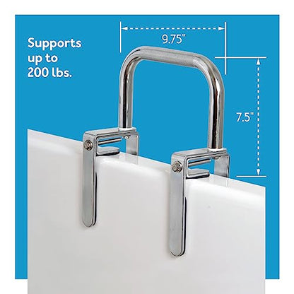 Carex Bathtub Rail with Finish Bathtub Grab Bar Safety Bar for Seniors and Handicap for Assistance Getting in and Out of Tub, Easy to Install on Most Tubs, Chrome, 1 Count - style: Single-Grip