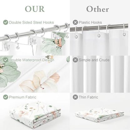 Long 3 in 1 Shower Curtain Set, 54x78 | Long 3 in 1 Shower Curtain Set, PEVA Liner Set & 12 Double Sided Steel Hooks, Waterproof Fabric Bathroom Curtain 54x78 - color: Sage Green, size: 54"W x 78"L (Pack of 1)