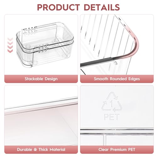 Expandable Drawer Organizer Set, Clear Adjustable Drawer Dividers, 4-Piece Storage Trays for Kitchen, Bathroom, Makeup, Office, Durable PET Material