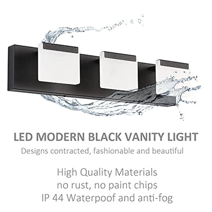 Ralbay LED Modern Black Vanity Light 3 Light Acrylic Matte Black Bathroom Vanity Wall Light Modern Black Bathroom Vanity Lighting Fixtures - color: Black, size: 3-Light