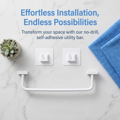 OUNONA 2pcs Towel Bar for Bathroom Wall - No Drilling Adhesive Wall Hand Or Body Towel Hanger for Kitchen and Laundry - Easy Install & Water-Resistant Contemporary Bathrobe Slippers Organizer