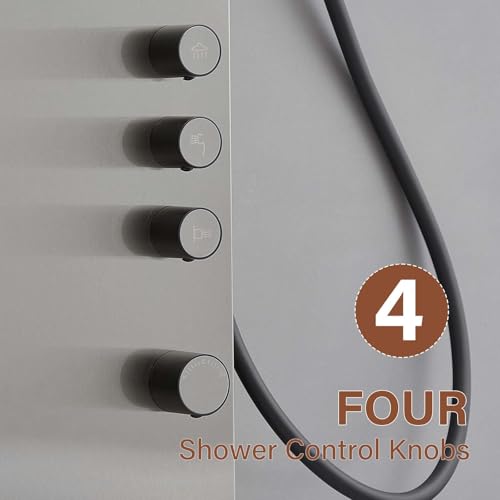 Shower Panel Tower System, Brushed Nickel | Stainless Steel, Multifunction Shower Tower System, Bathroom Rainfall Shower Head Hand Shower and Large Area Body Spray - color: Brushed Nickel, style: 3 IN 1 Shower Panel
