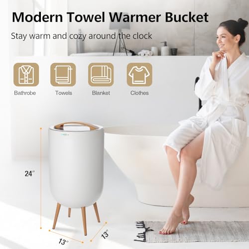Towel Warmer, 25L Towel Warmer Bucket for Bathroom - Speaker & Ambient Light, Adjustable Timer, Auto Shut-Off, Fits Up to Two Large 40x70 Towels, Blanket Robes Pjs, Ideal Gift