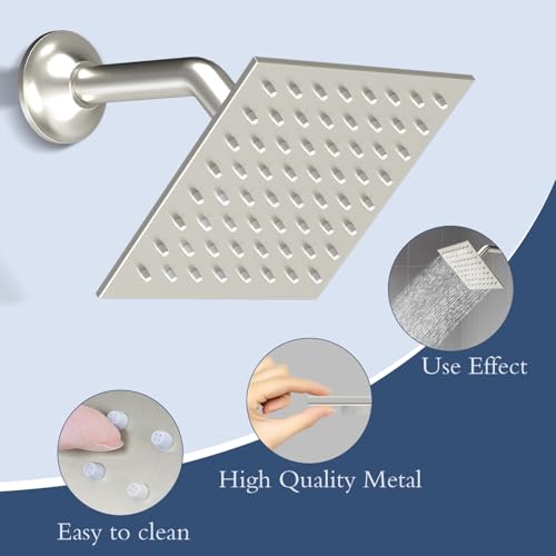 6 Inch Digital Display Shower Head System 6 Inch Head with Valve Shower System with Valve Bathroom Bath System （Brushed Nickel） - color: Brushed Nickel, style: 6 "shower head