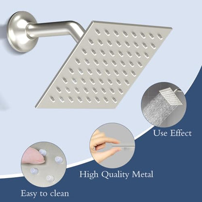 6 Inch Digital Display Shower Head System 6 Inch Head with Valve Shower System with Valve Bathroom Bath System （Brushed Nickel） - color: Brushed Nickel, style: 6 "shower head