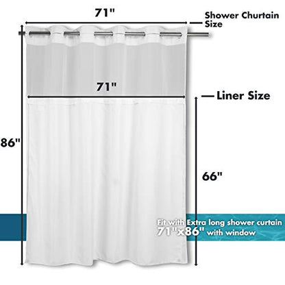 River Dream Fabric Snap in Shower Curtain Liner Replacement,White,71x66 | with Magnets,Detachable Liner,Quick Dry，Machine Washable，Fit for River Dream 71(W) x 86(H) with Window Shower Curtain - size: 71"W x 66"L (Pack of 1)