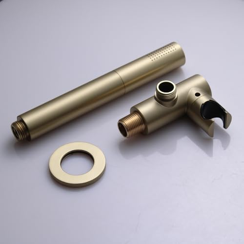 Brushed Gold Shower Head 2 in 1 Function High Pressure 7 inch Hand Held Shower Head Dual Modes High Flow Shower Wand with 59 inch Hose and Shower Bracket - color: Brushed Gold