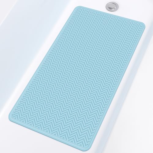 OTHWAY Bathtub Mat Non Slip, 27" x 17" Bath Mat for Tub, Machine Washable Shower Anti Slip Mat with 246 Strong Suction Cups (Lake Blue) - color: Lake Blue, size: 27" x 17" (Rectangular)
